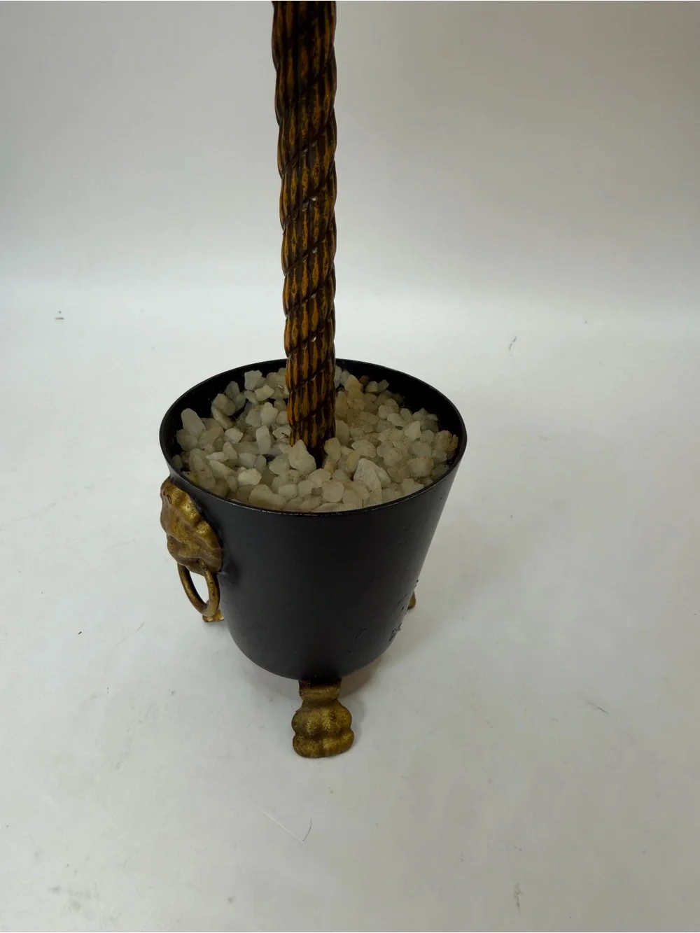 Vintage Hollywood Regency-style tole Metal Palm Tree Figurine or CandleHolder.